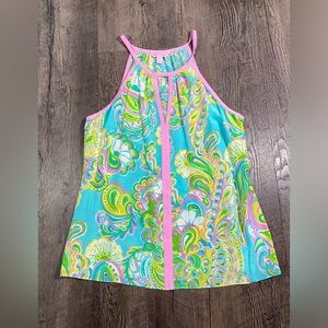LILLY PULITZER Tillie 100% Silk Keyhole Tank Top